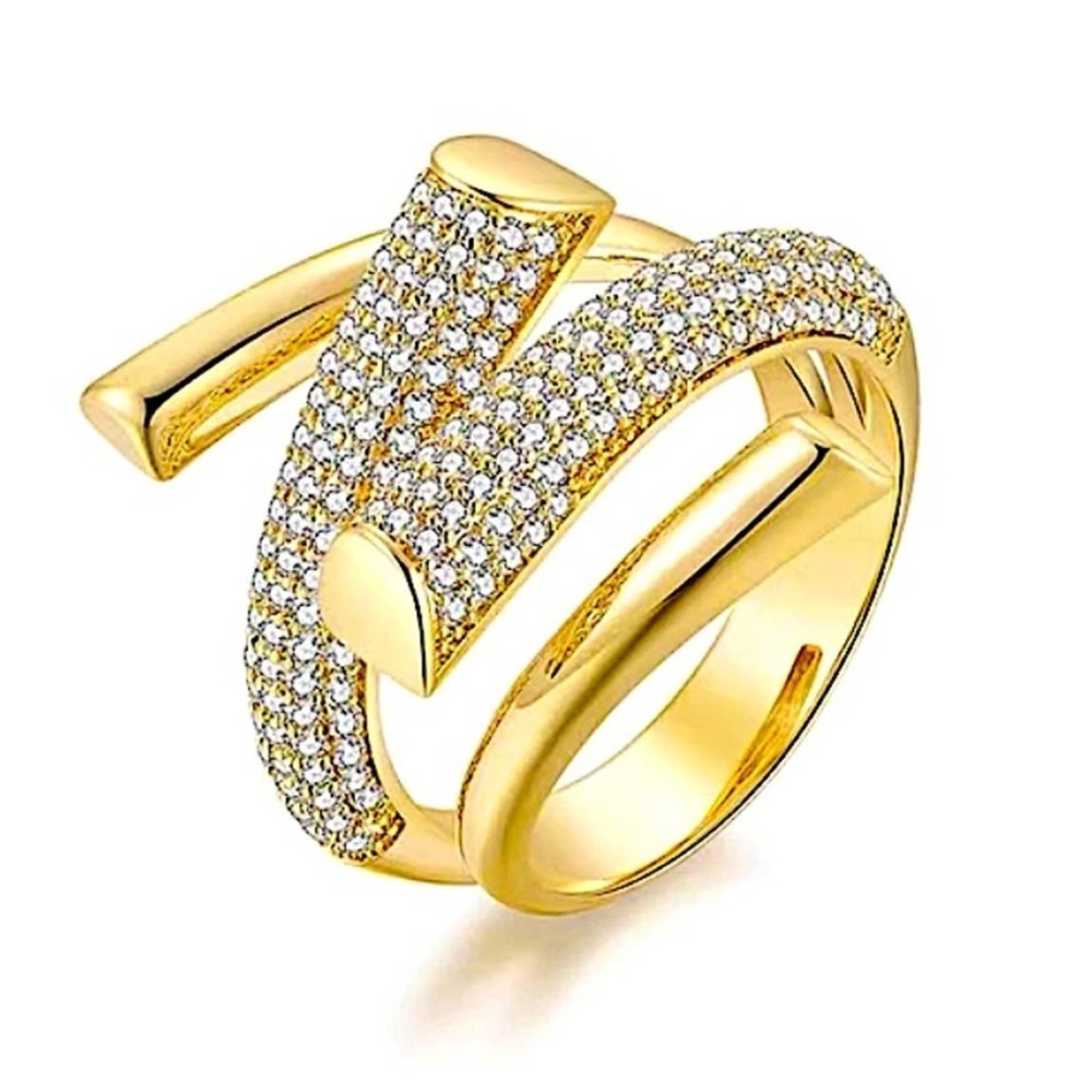 Gold Plated Micro Zircon Statement Ring - Picture 6 of 9